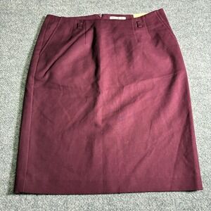 Van Heusen Studio Pencil Skirt Womens 6 Burgundy NEW‎ Stretch Cotton